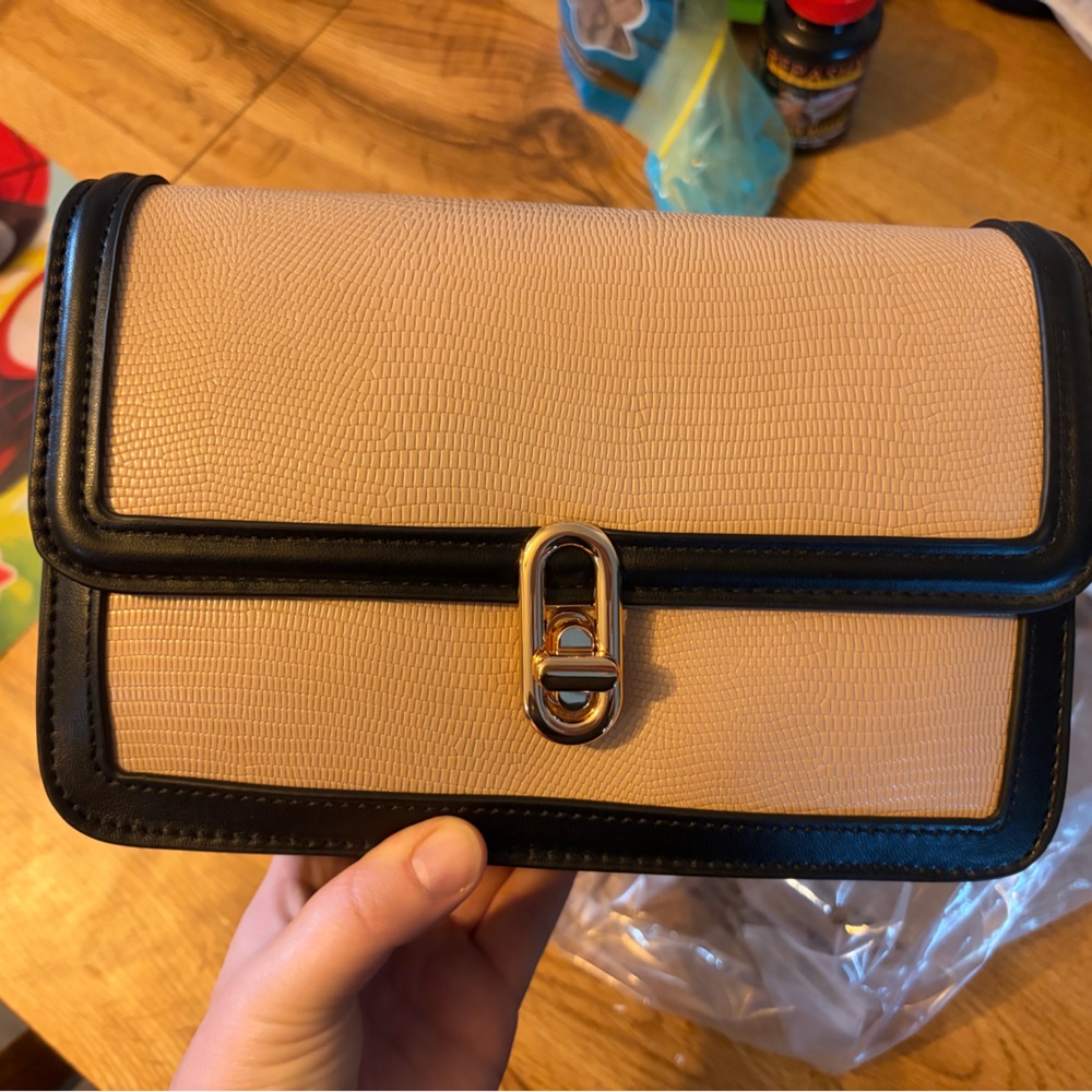 Chic Tan and Black Women's Shoulder Bag